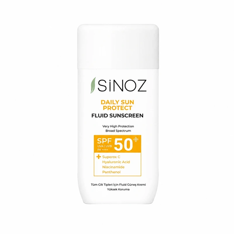 کرم ضد آفتاب سینوز SPF 50+ مدل Daily Sun Protect حاوی هیالورونیک اسید مناسب برای انواع پوست حجم 50 میلی‌لیتر