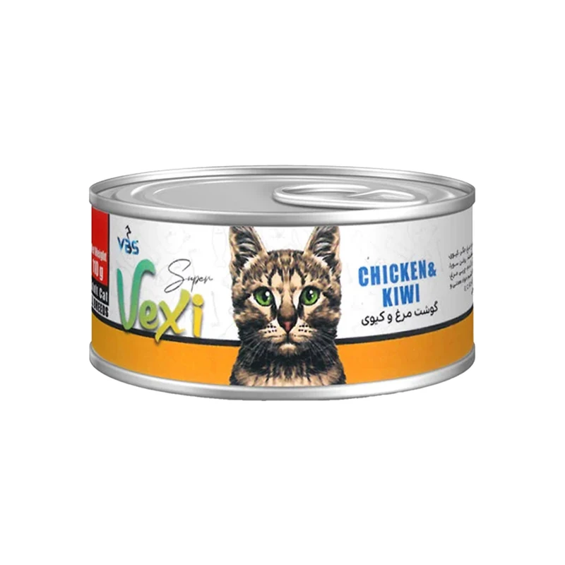 کنسرو گربه پته وکسی مدل مرغ و کیوی وزن 110 گرم