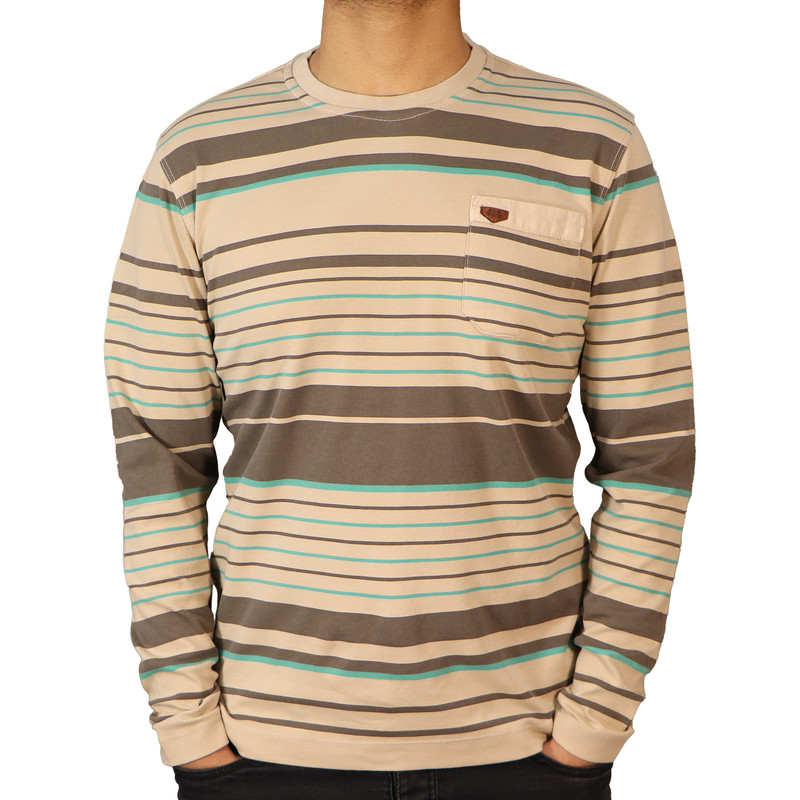 تی شرت آستین بلند مردانه مدل یقه گرد سنگشور کد 36896 رنگ فیلی