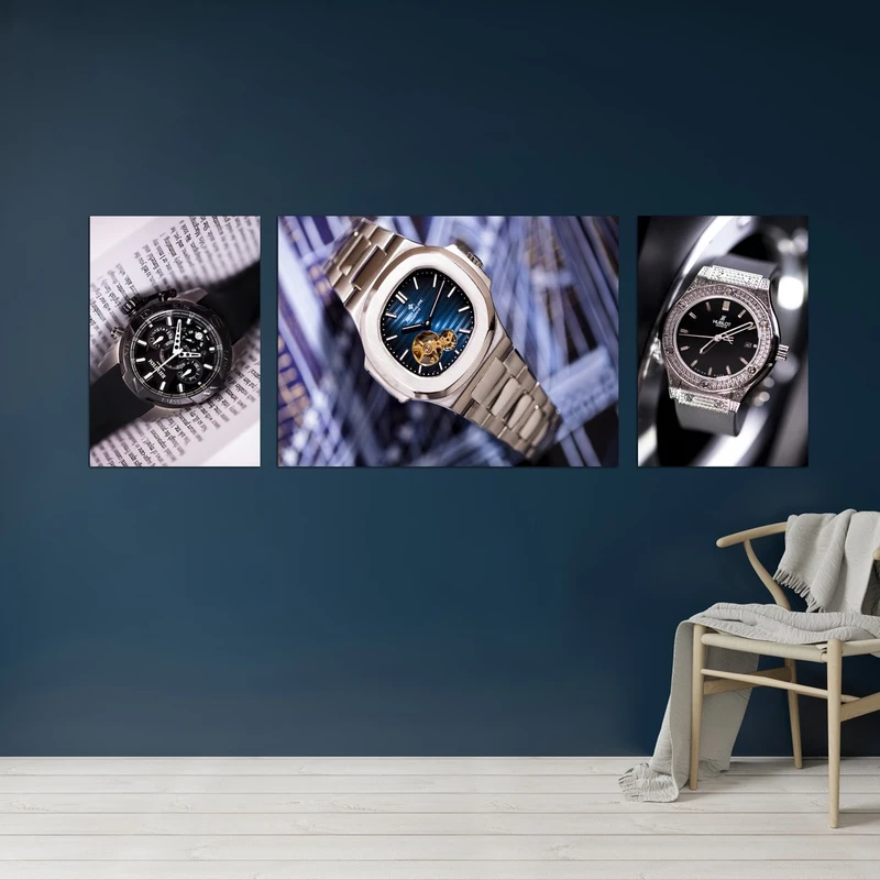 تابلو شاسی بکلیت طرح دکوراتیو ساعت مچی مدل SH-480 مجموعه 3 عددی