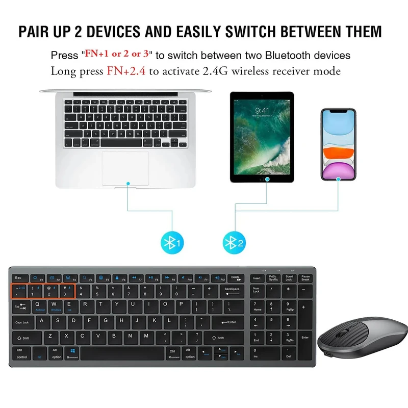 عکس شماره 5 : کیبورد و ماوس بلوتوثی تاشو مدل m003