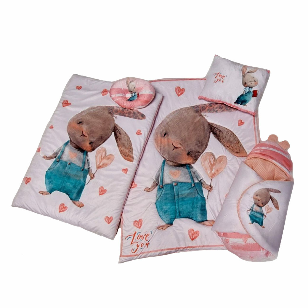 سرویس خواب پنج تکه نوزاد مدل خرگوش طرح بیبی لاو