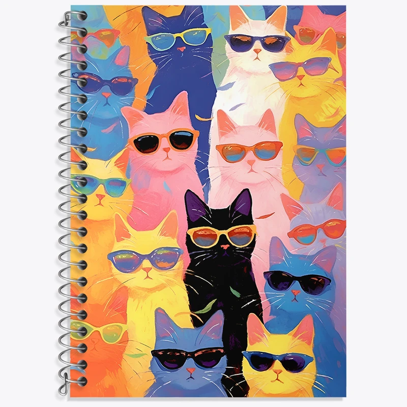 دفتر زبان 50 برگ خندالو مدل سه خط طرح پترن گربه ای کد N4981