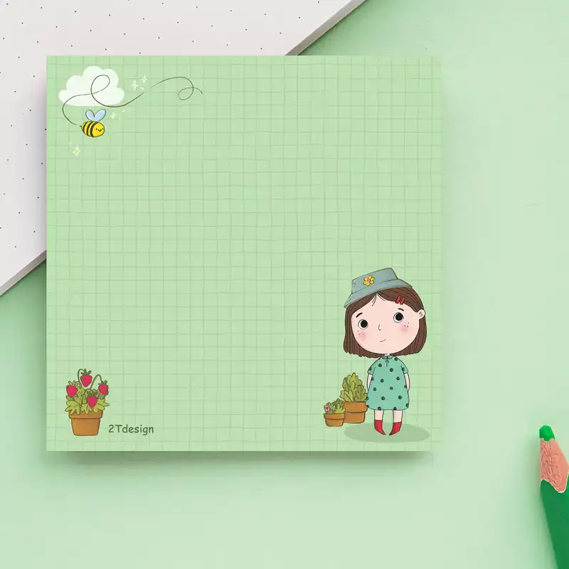 کاغذ یادداشت طوطی دیزاین مدل نوت پد طرح دختر گلی کد NP-03