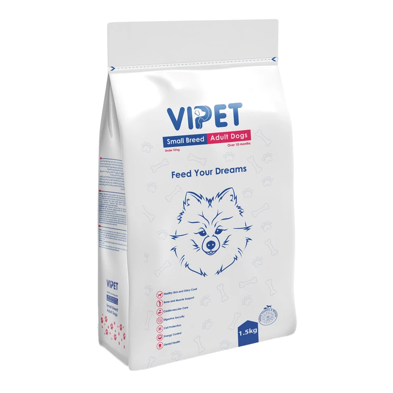 غذا خشک سگ بالغ وی پت مدل Small Breed با طعم مرغ و ماهی وزن 1.5 کیلوگرم