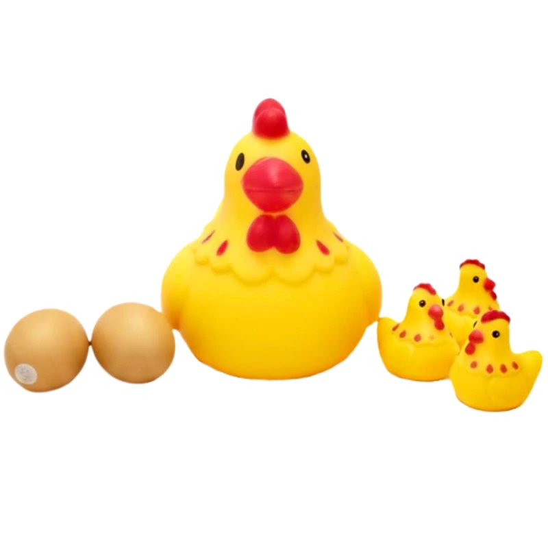 عروسک حمام مدل مرغ و جوجه مجموعه 6 عددی