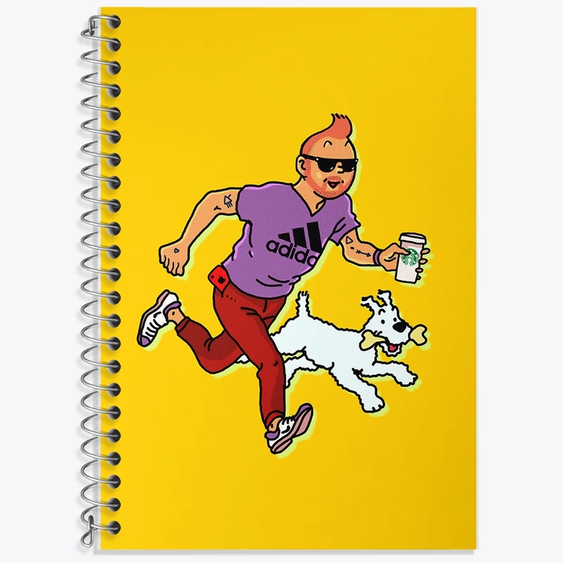 دفتر زبان 50 برگ خندالو مدل سه خط طرح تن تن (Tintin) کد F173