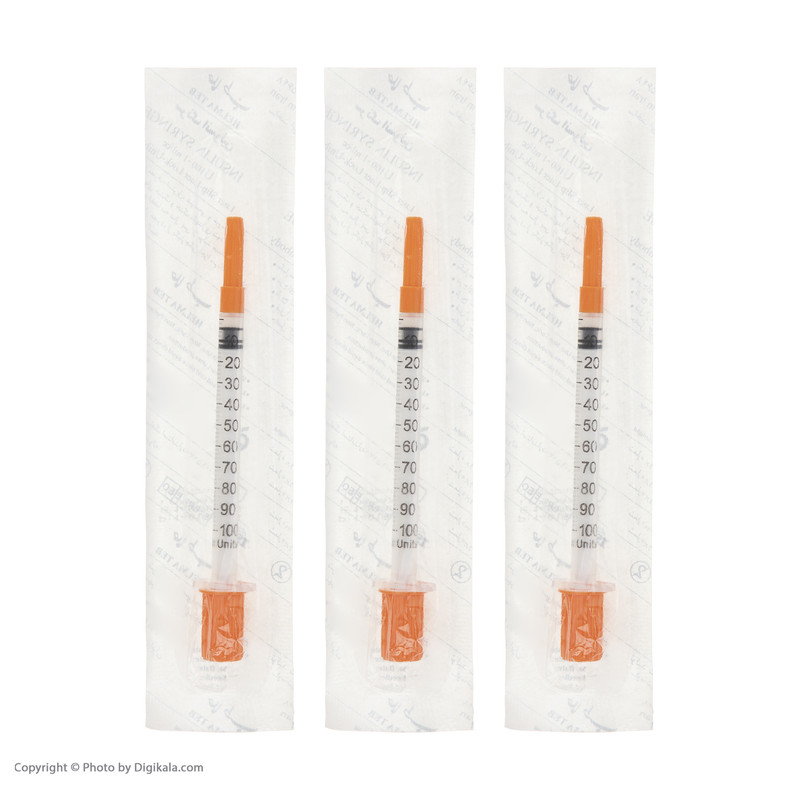 سرنگ 1 سی سی انسولین حلما طب مدل یکپارچه بسته 50 عددی