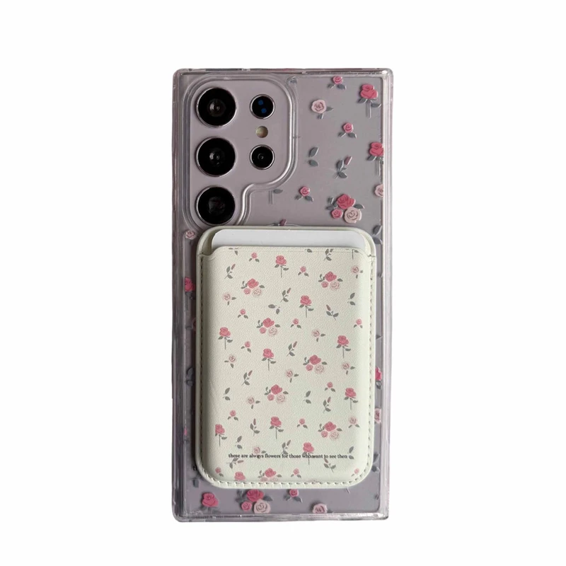 کاور مدل گل رز مناسب برای گوشی موبایل سامسونگ Galaxy S24 Ultra به همراه جاکارتی