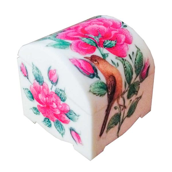 جعبه جواهرات استخوانی طرح گل و مرغ کد B 229
