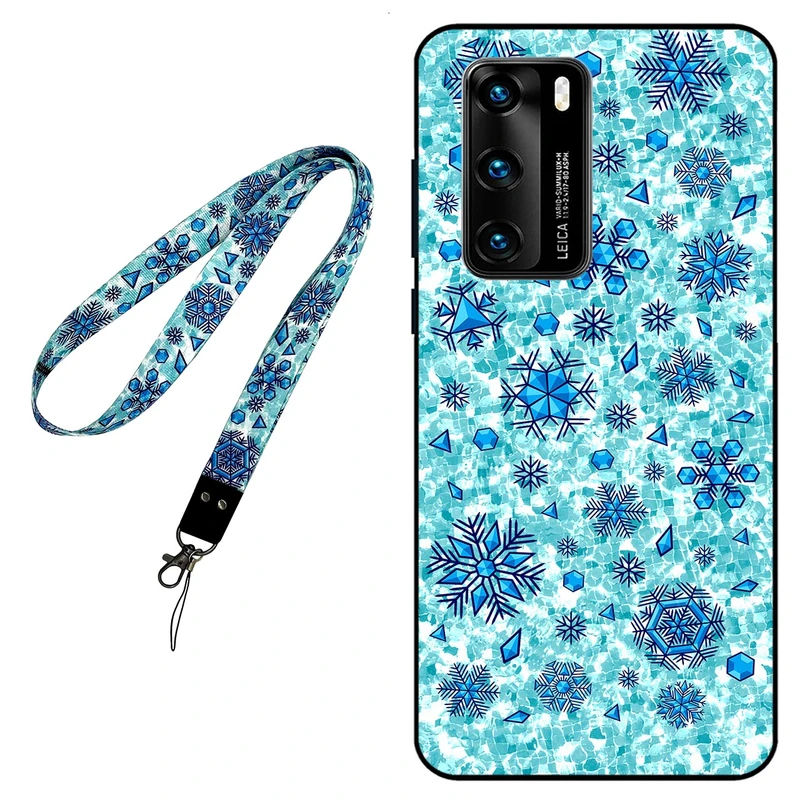 کاور مگافون طرح برف مدل 0014 مناسب برای گوشی موبایل هوآوی P40 به همراه بند گردنی 