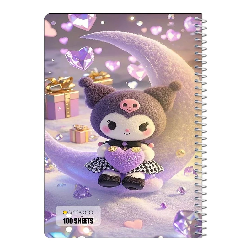 دفتر مشق 100 برگ سیمی کارنیکا طرح مای ملودی و کورومی My Melody & Kuromi کد 34820