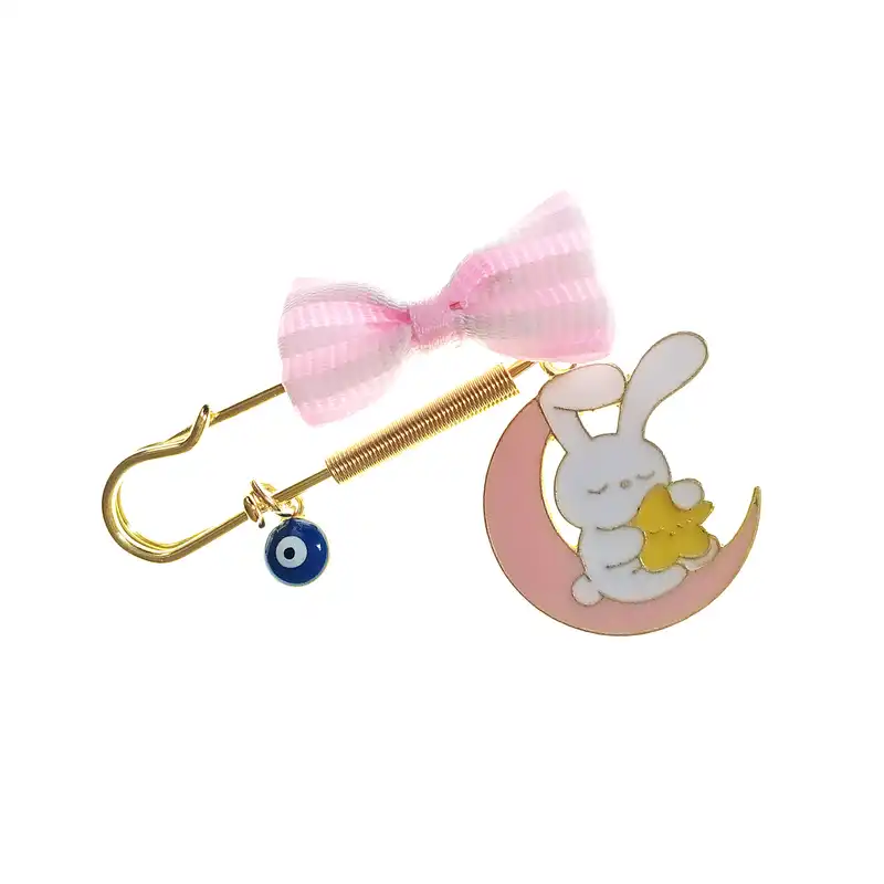 سنجاق سینه نوزادی مدل خرگوش ستاره دار خوابالو و ماه و چشم نظر