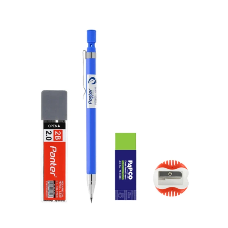 مداد نوکی ۲ میلی متری مدل Classic به همراه نوک و پاک کن و تراش بسته ۴ عددی