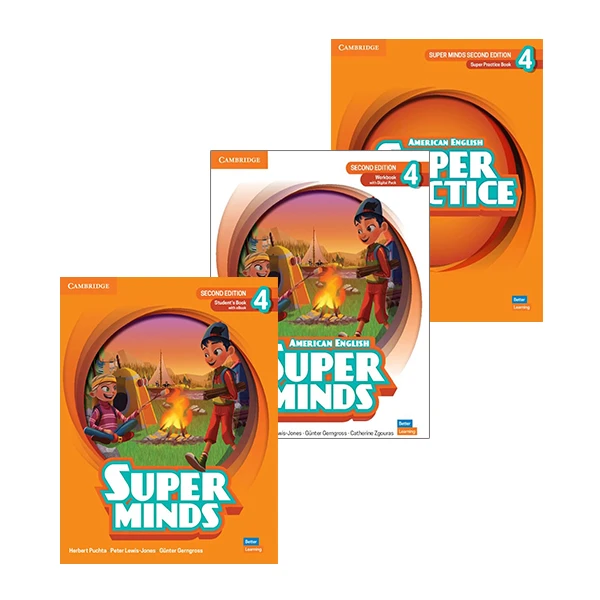 کتاب Super Minds 4 Second Edition و Super Practice 4 اثر جمعی از نویسندگان انتشارات دانشگاه کمبریج 3 جلدی