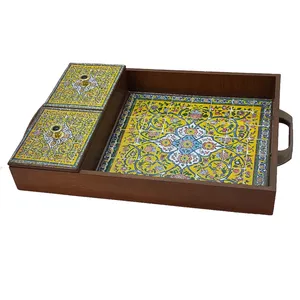 سینی چوبی رزینی مدل نوش نگار کد34