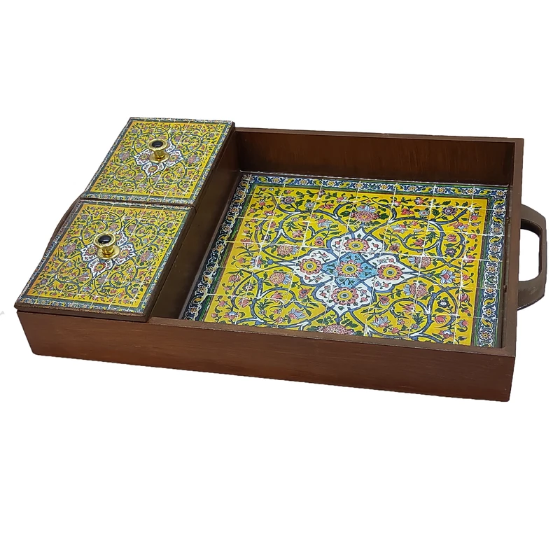 سینی چوبی رزینی مدل نوش نگار کد34