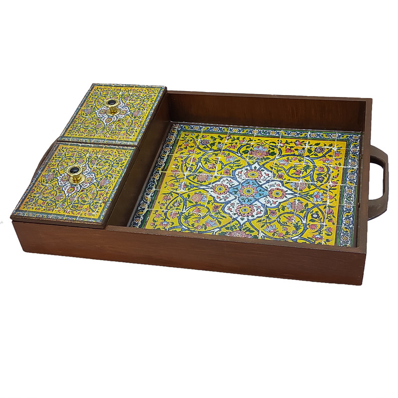 سینی چوبی رزینی مدل نوش نگار کد34