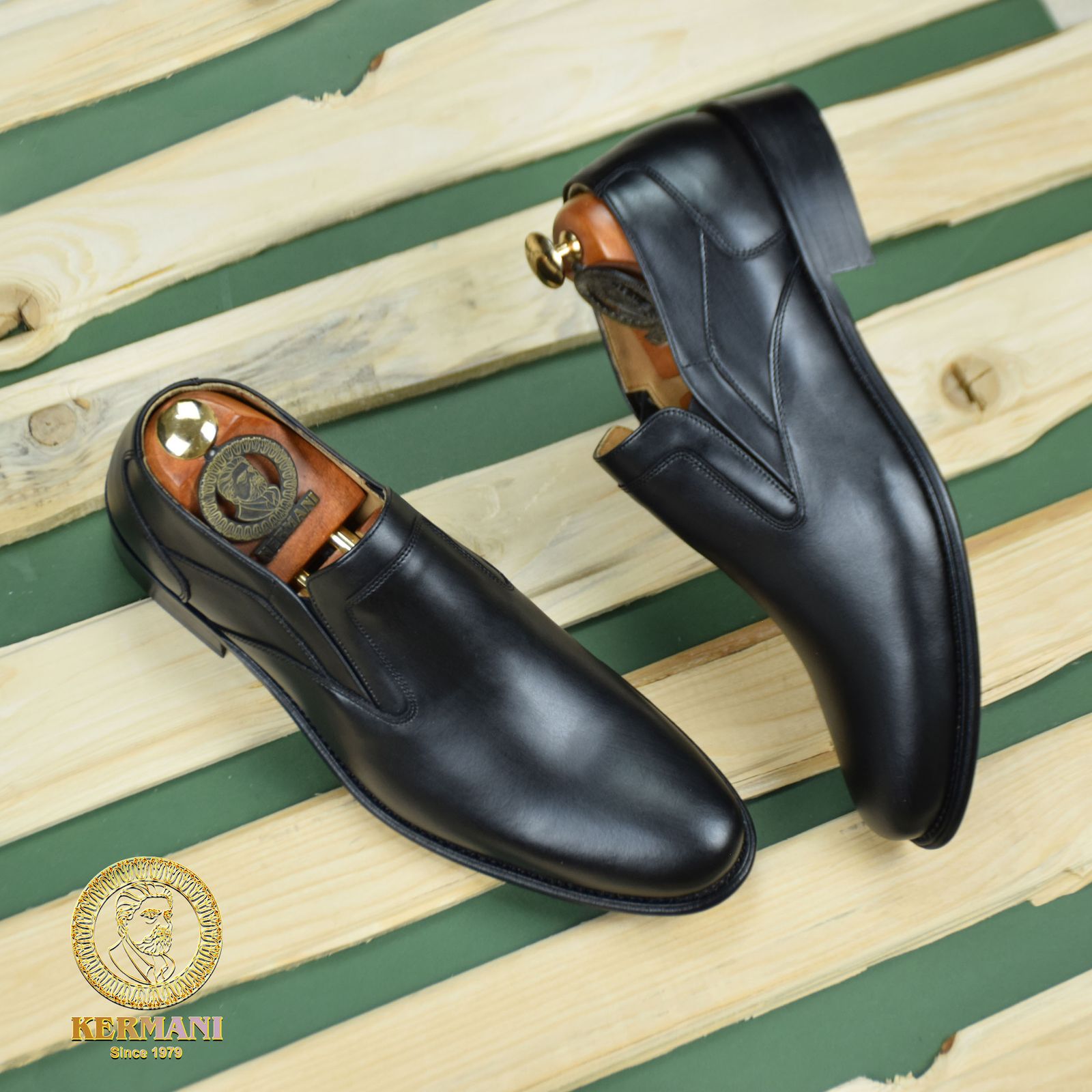کفش مردانه کرمانی مدل چرم دستدوز طبیعی کد 350 رنگ مشکی -  - 5