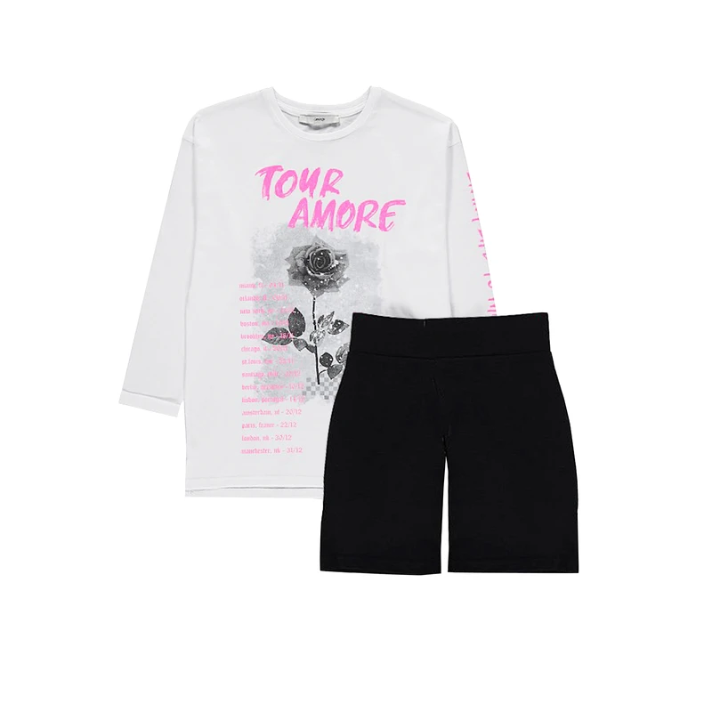 ست تی شرت و شلوارک دخترانه جورج مدل ros-02