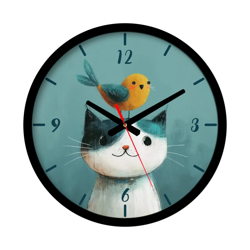 ساعت رومیزی عقربه‌ای راویتا مدل نقاشی گربه کد 3620 