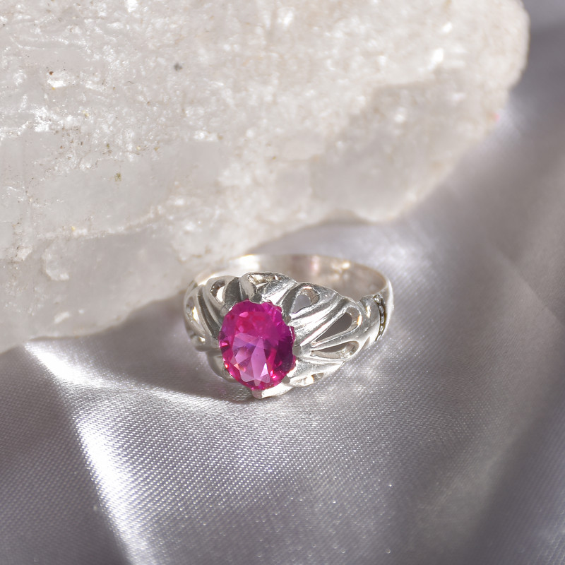 انگشتر نقره مردانه نقره جات لطفی مدل  یاقوت کد ANMS030E01