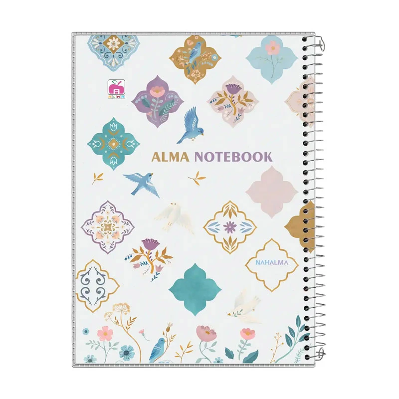 دفتر مشق 80 برگ آلما طرح BIRDS & FLOWERS کد 7816