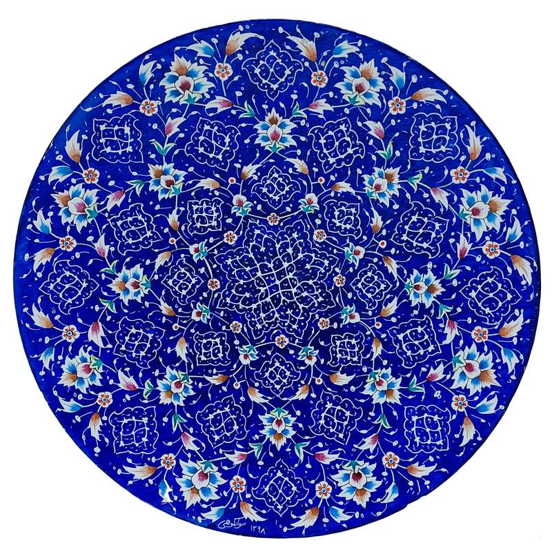 بشقاب میناکاری طرح گل و پرداز کد D20