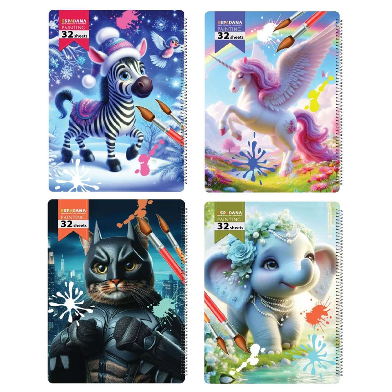 دفتر نقاشی 30 برگ اسپادانا کد 3210891011 مجموعه 4 عددی