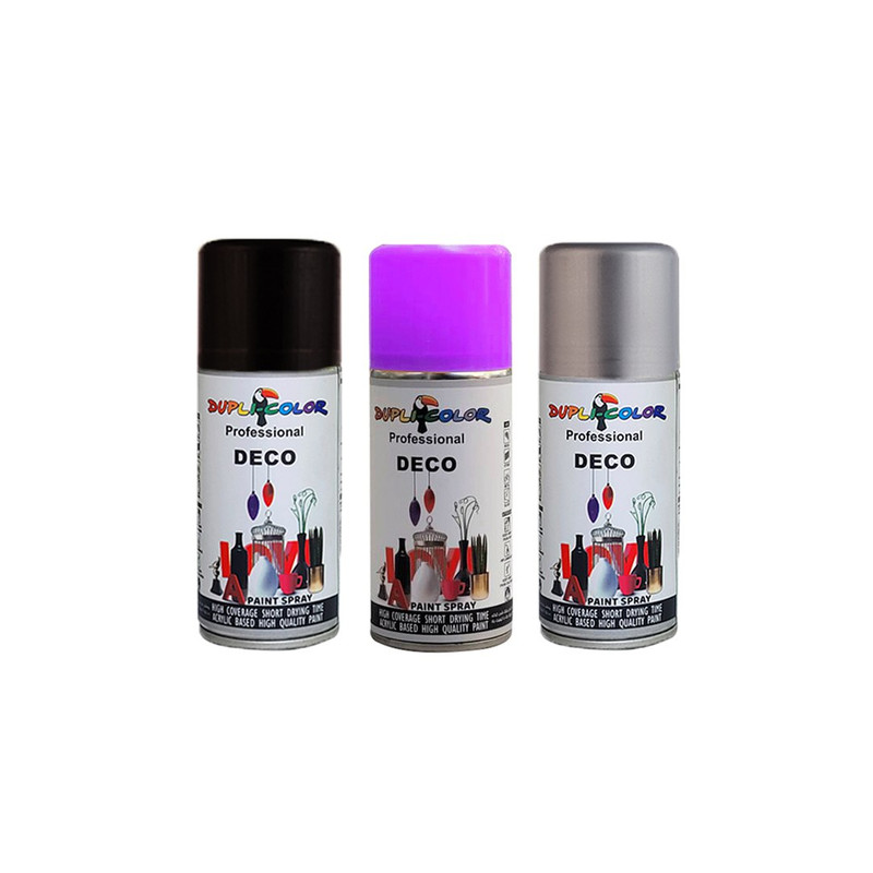 اسپری رنگ بنفش و مشکی و نقره ای  دوپلی کالر مدل DECO حجم 150 میلی لیتر مجموعه 3 عددی