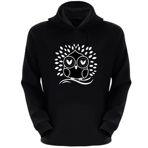 هودی زنانه مدل جغد S57 رنگ مشکی