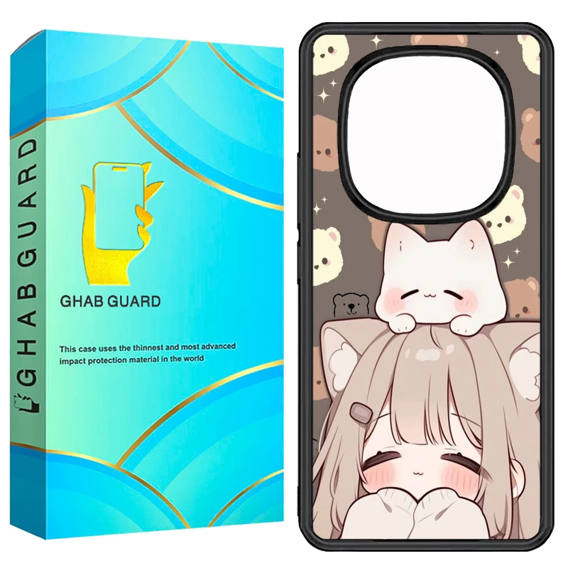 کاور قاب گارد طرح دختر و گربه مدل GN14P مناسب برای گوشی موبایل شیائومی Redmi Note 14 Pro 5G / Note 14 Pro Plus 5G