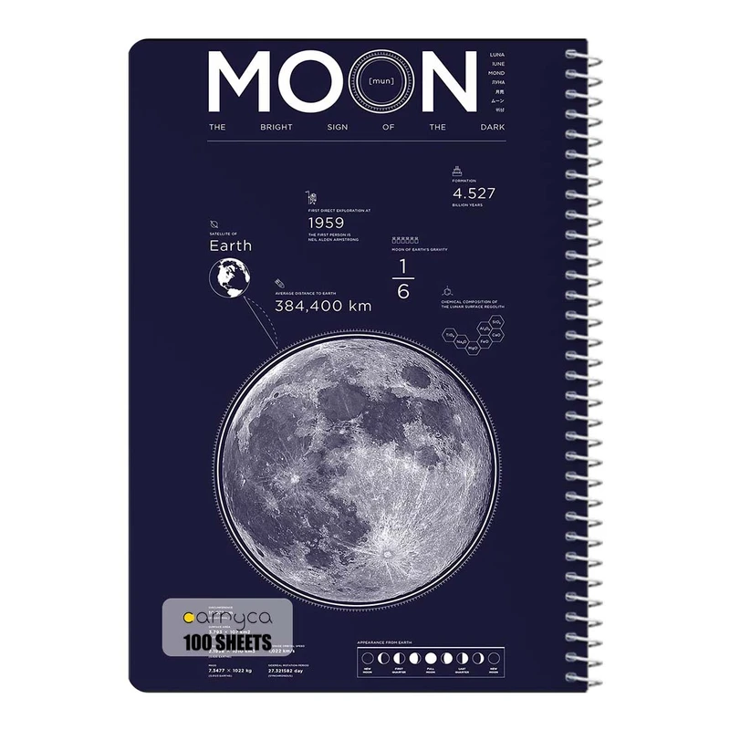 دفتر شطرنجی 100 برگ سیمی کارنیکا طرح روزنامه وینتج ماه Vintage Newspaper Moon کد 27422