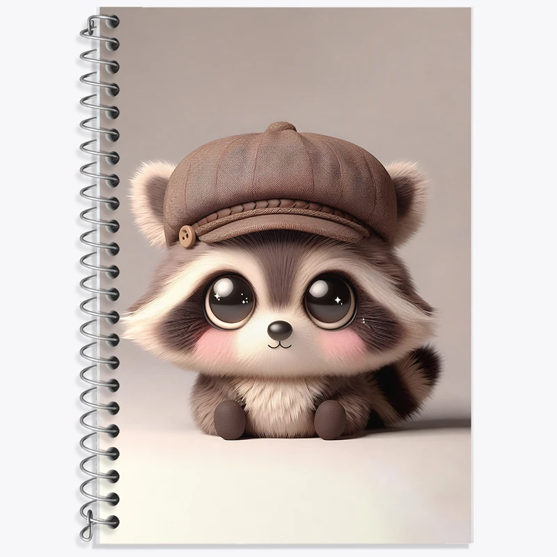 دفتر زبان 50 برگ خندالو مدل دو خط طرح راکون بامزه کد F5465