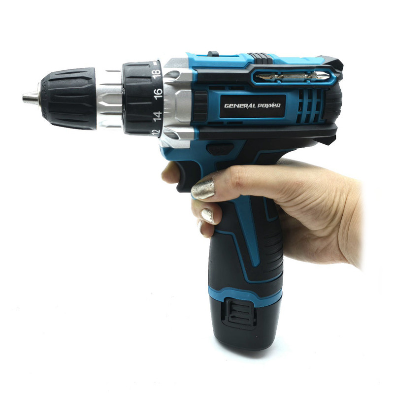 دریل پیچ گوشتی شارژی سه نظام 10 میلی متری 18 ولت جنرال پاور مدل CORDLESS-DRILL