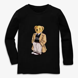 تی شرت آستین بلند پسرانه مدل نخ پنبه ای خرسی تدی کد BZ005 teddy