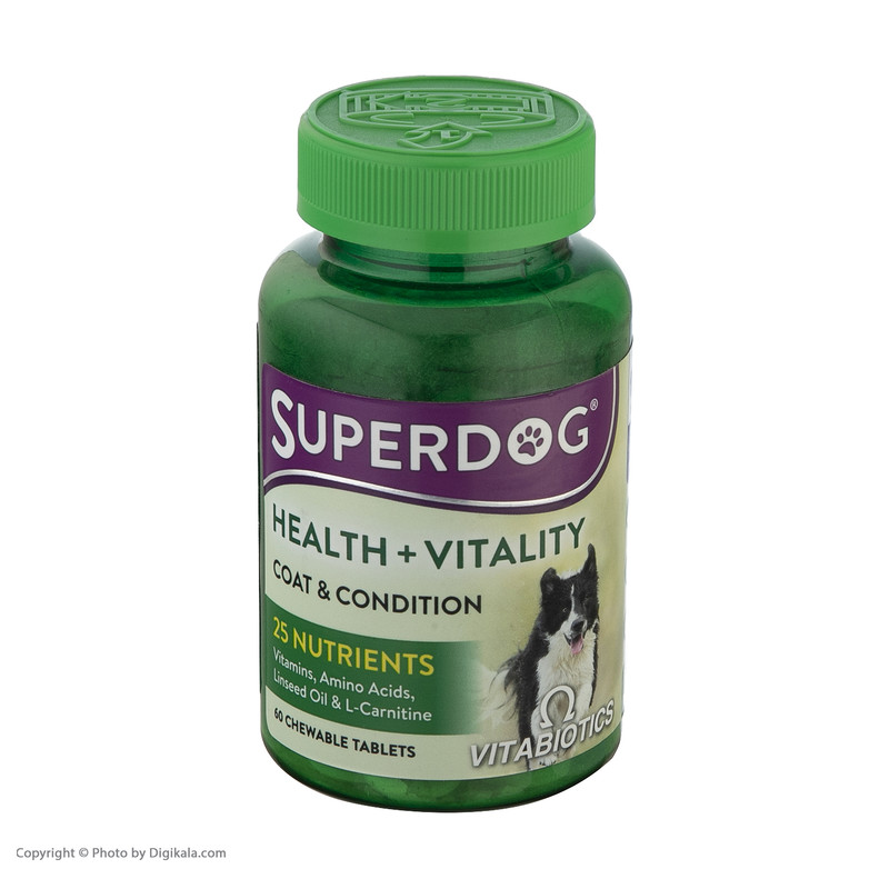 قرص مکمل سگ ویتابیوتیکس مدل  SuperDog Health Vitality بسته 60 عددی