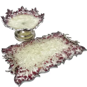 ست سینی و شکلات خوری رزینی مدل گلبرگ