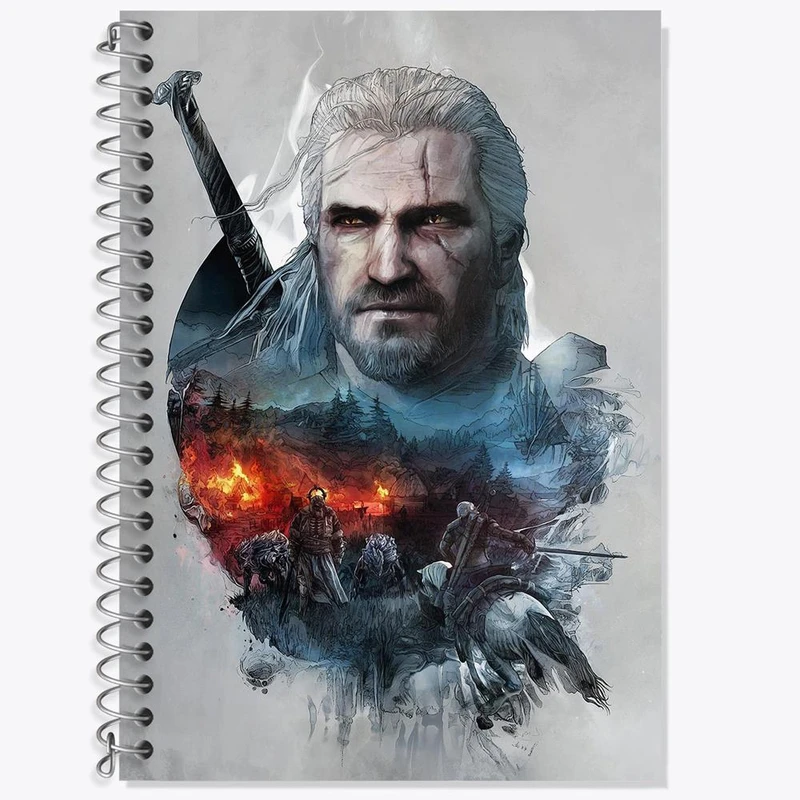 دفتر زبان 50 برگ خندالو مدل سه خط طرح گرالت ویچر کد 30941