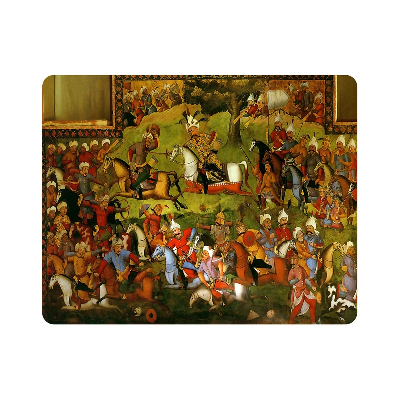 ماوس پد اطلس آبی طرح نقاشی قهوه خانه ای بزم مدل T1097