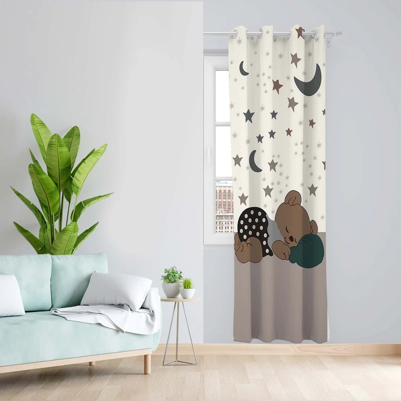 پرده طرح کودک خواب مدل مخمل پانچی کد 5400RL z سایز 140x200 سانتی متر