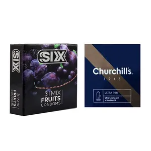 کاندوم چرچیلز مدل Ultra Thin بسته 3 عددی به همراه کاندوم سیکس مدل میوه ای بسته 3 عددی