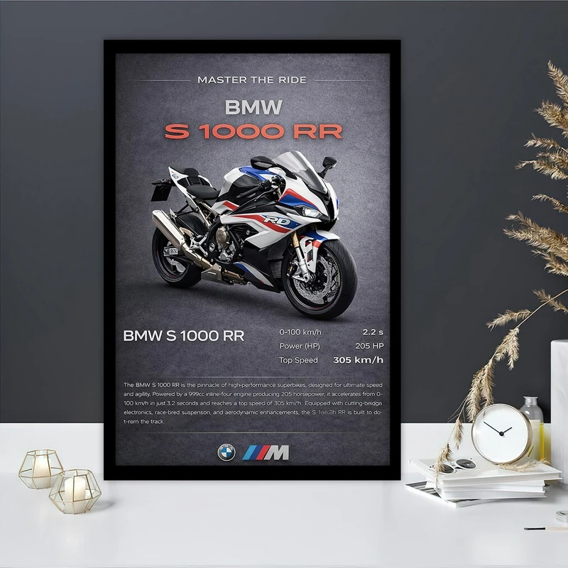  تابلو بکلیت طرح موتور BMW S1000RR مدل B-S10717 فریم مشکی