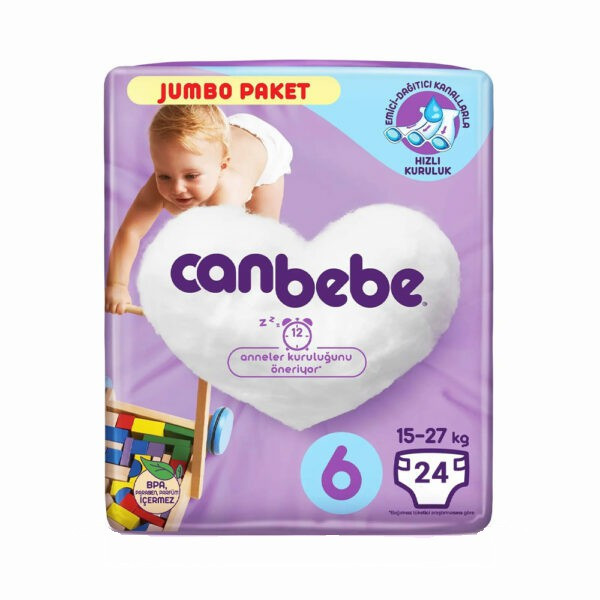 پوشک کودک جان به به مدل jumbo paket سایز 6 بسته 24 عددی