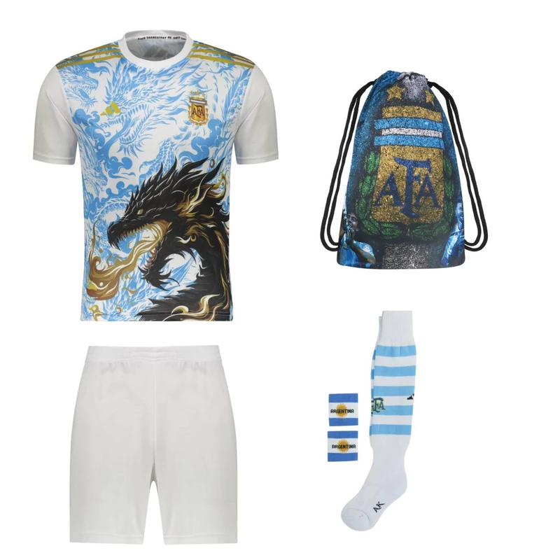 ست 6 تکه لباس ورزشی پسرانه مدل دراگون منتخب آرژانتین طرح مسی