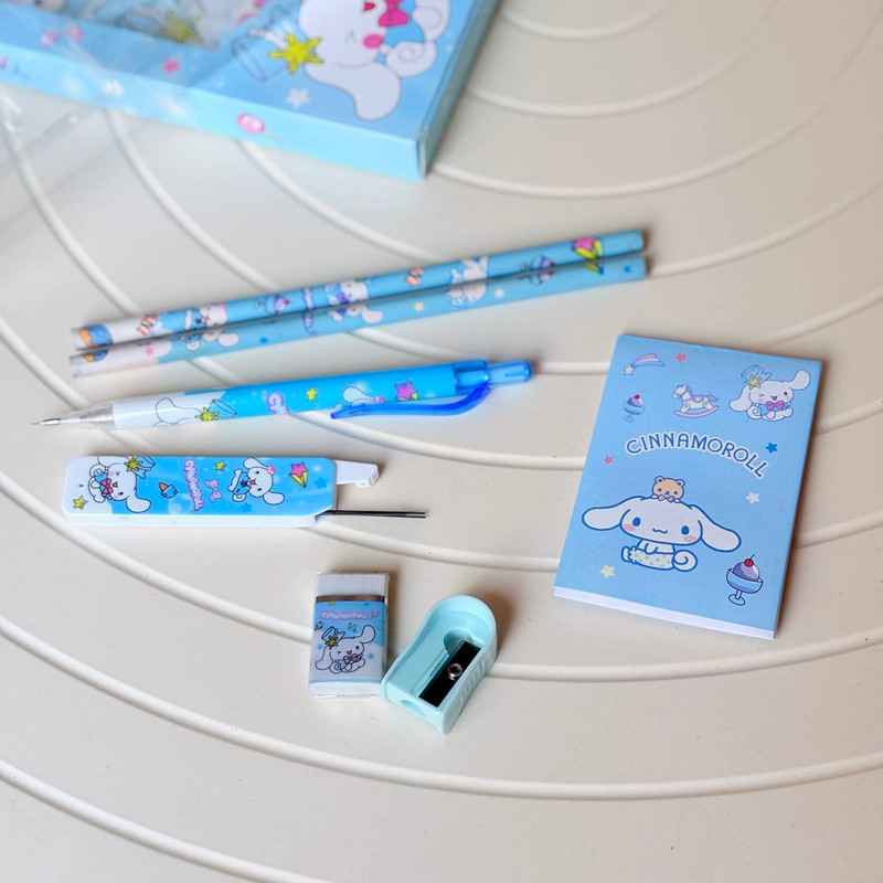 بسته لوازم تحریر مدل کرومی و سینامورول مجموعه 7 عددی