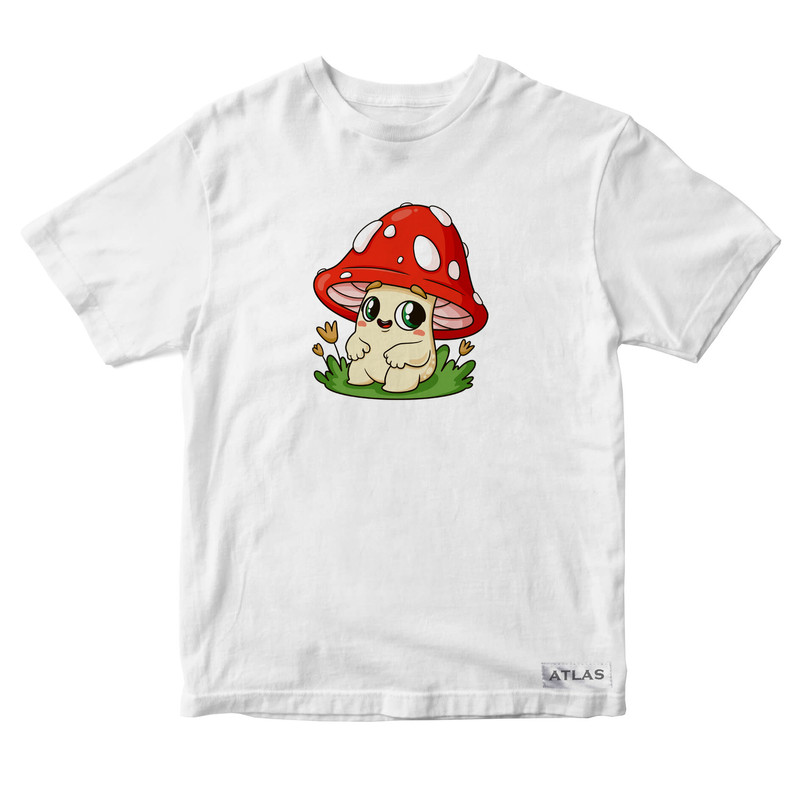تی شرت آستین کوتاه پسرانه مدل قارچ کد SH040 رنگ سفید