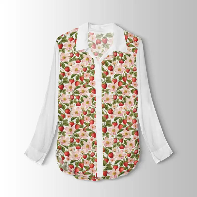 پارچه لباس پارچه الف مدل کرپ بوگاتی طرح توت فرنگی کد 7011242