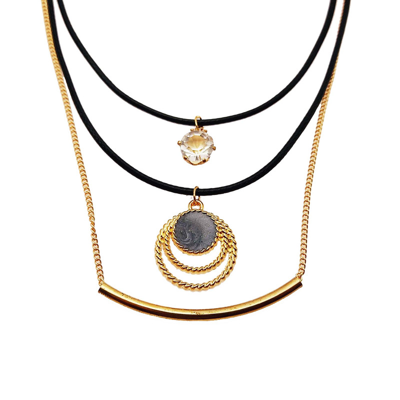 گردنبند زنانه مدل سه لاین کد 280GAZ