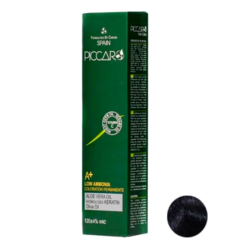 رنگ مو پیکارو شماره 1/0 حجم 120 میلی لیتر رنگ مشکی